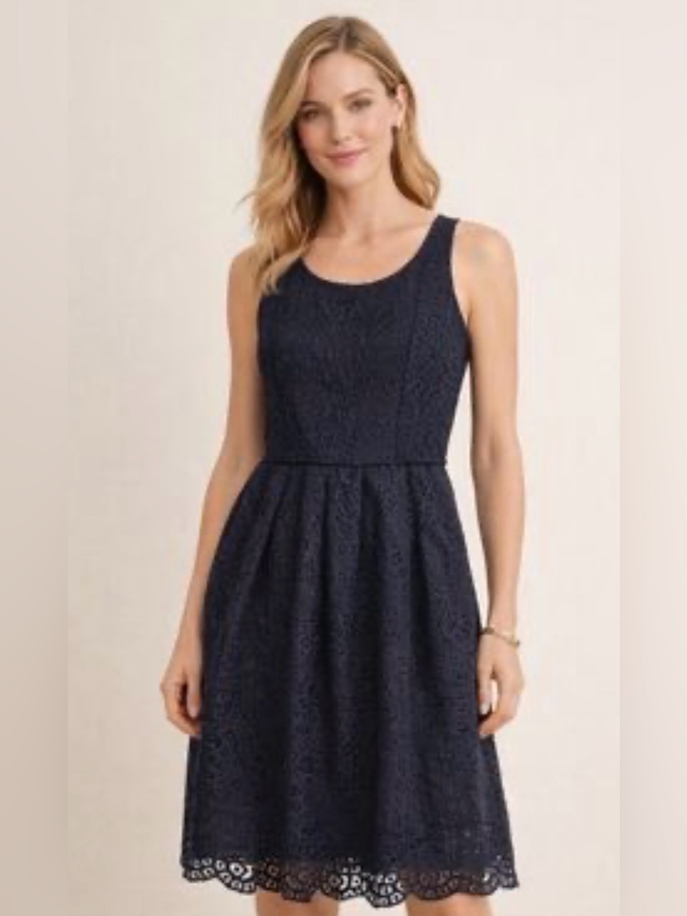 J. Crew Navy Swirling Lace Fit & Flare Midi Dress Size 8